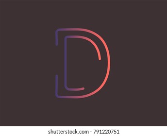 Alphabet font letter D vector, Modern dynamic flat design with brilliant colorful gradient smooth color for your unique elements design ; logo, corporate identity, application, creative poster & more