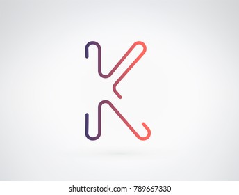 Alphabet font letter K vector, Modern dynamic flat design with brilliant colorful gradient smooth color for your unique elements design ; logo, corporate id