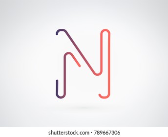 Alphabet font letter N vector, Modern dynamic flat design with brilliant colorful gradient smooth color for your unique elements design ; logo, corporate id