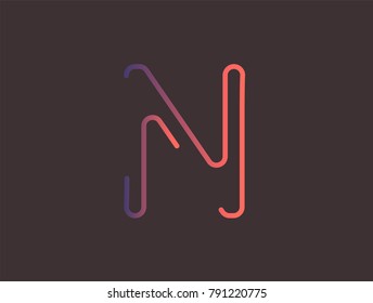 Alphabet font letter N vector, Modern dynamic flat design with brilliant colorful gradient smooth color for your unique elements design ; logo, corporate identity, application, creative poster & more