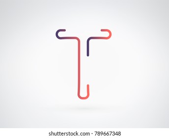 Alphabet font letter T vector, Modern dynamic flat design with brilliant colorful gradient smooth color for your unique elements design ; logo, corporate id