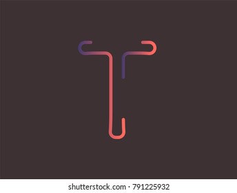 Alphabet font letter T vector, Modern dynamic flat design with brilliant colorful gradient smooth color for your unique elements design ; logo, corporate identity, application, creative poster & more