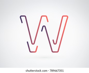 Alphabet font letter W vector, Modern dynamic flat design with brilliant colorful gradient smooth color for your unique elements design ; logo, corporate id