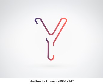 Alphabet font letter Y vector, Modern dynamic flat design with brilliant colorful gradient smooth color for your unique elements design ; logo, corporate id