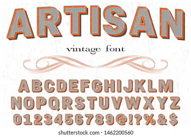 alphabet Font Script Typeface handcrafted handwritten vector label design old style.Shadow Effect.vintage Hand Drawn.Retro Typography.Vector Illustration.
