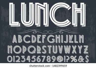 alphabet Font Script Typeface handcrafted handwritten vector label design old style.Shadow Effect.vintage Hand Drawn.Retro Typography.Vector Illustration.
