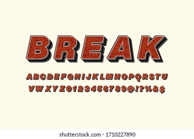 alphabet font, shadow effect, classic lettering, gray and brown style name break
