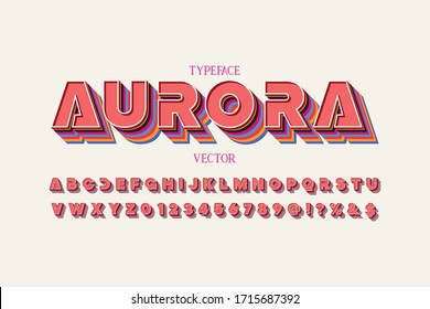 alphabet font, shadow effect, classic lettering name aurora