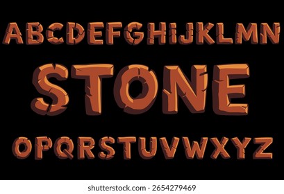 Fuente del alfabeto en estilo piedra. Fuente de Vector para su diseño.