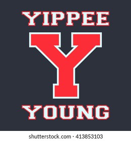 Alphabet font template. Letter Y. T-shirt print design. Printing and stamp, badge applique label t-shirts, jeans, casual wear. Vector illustration