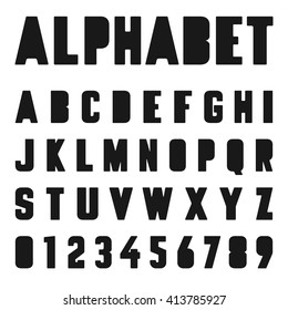 Alphabet font template. Letters and numbers. Vector illustration