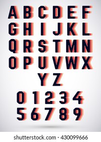 Alphabet font template. Letters and numbers. Vector illustration