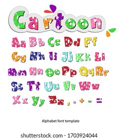 Alphabet font template. Set of letters design with colorful star pattern Vector illustration of cartoon fonts