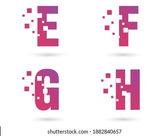 Alphabet font template. Set of letters E, F, G, H logo or icon. Vector illustration.