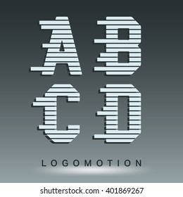 Alphabet font template. Set of letters A, B, C, D logo or icon. Vector illustration.