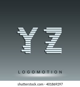 Alphabet font template. Set of letters Y, Z logo or icon. Vector illustration.