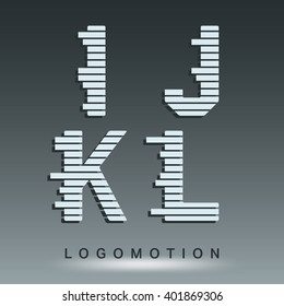 Alphabet font template. Set of letters I, J, K, L logo or icon. Vector illustration.