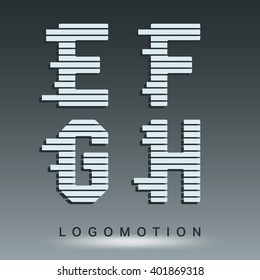 Alphabet font template. Set of letters E, F, G, H logo or icon. Vector illustration.