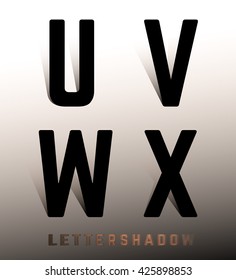 Alphabet font template. Set of letters U, V, W, X logo or icon. Vector illustration.