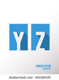 Alphabet font template. Set of letters Y, Z logo or icon. Vector illustration.