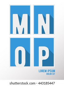 Alphabet font template. Set of letters M, N, O, P logo or icon. Vector illustration.