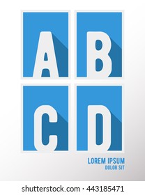 Alphabet font template. Set of letters A, B, C, D logo or icon. Vector illustration.