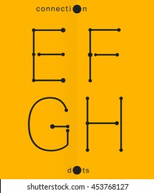 Alphabet font template. Set of letters E, F, G, H logo or icon. Connection dots design. Vector illustration.