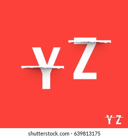 Alphabet font template. Set of letters Y, Z logo or icon. Vector illustration.