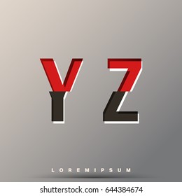 Alphabet font template. Set of letters Y, Z logo or icon glitch design. Vector illustration.