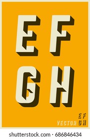 Alphabet font template. Set of letters E, F, G, H logo or icon glitch design. Vector illustration.