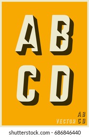 Alphabet font template. Set of letters A, B, C, D logo or icon glitch design. Vector illustration.