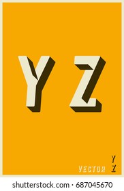 Alphabet font template. Set of letters Y, Z logo or icon glitch design. Vector illustration.