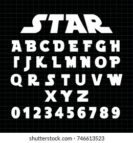 Alphabet font template. Set of letters and numbers futuristic design. Vector illustration.