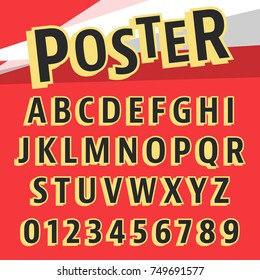 Alphabet font template. Set of letters and numbers poster design. Vector illustration.