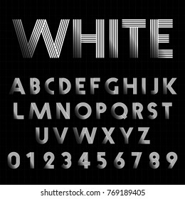 Alphabet font template. Set of letters and numbers line design. Vector illustration.
