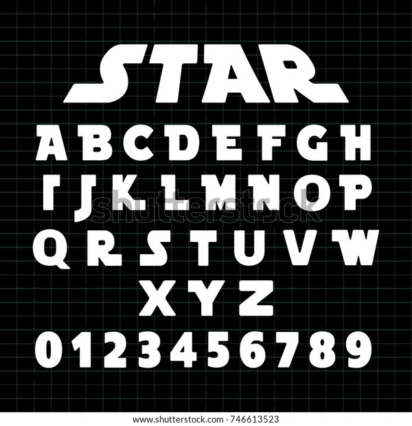 アルファベットのフォントテンプレート 文字と数字の未来的なデザイン ベクターイラスト のベクター画像素材 ロイヤリティフリー