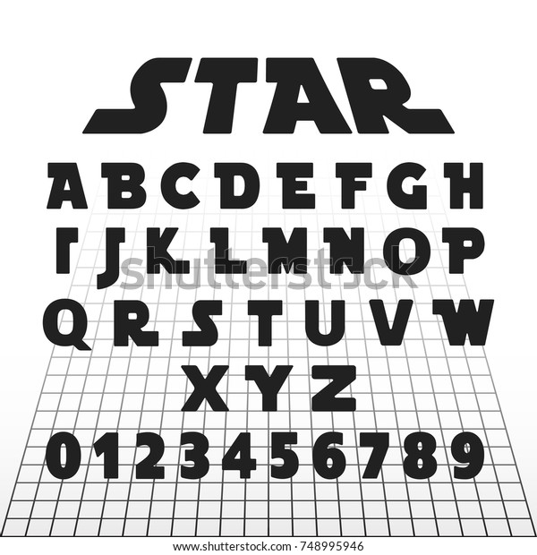 アルファベットのフォントテンプレート 文字と数字の未来的なデザイン ベクターイラスト のベクター画像素材 ロイヤリティフリー