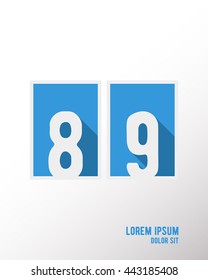 Alphabet font template. Set of numbers 8, 9 logo or icon. Vector illustration.