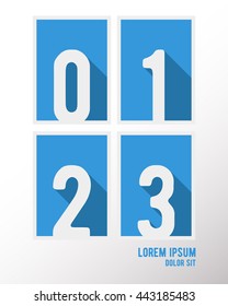 Alphabet font template. Set of numbers 0, 1, 2, 3 logo or icon. Vector illustration.