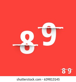 Alphabet font template. Set of numbers 8, 9 logo or icon. Vector illustration.