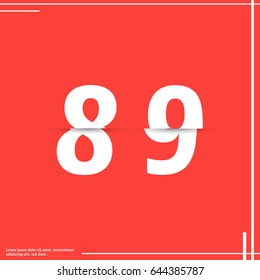 Alphabet font template. Set of numbers 8, 9 logo or icon cutting paper design. Vector illustration.