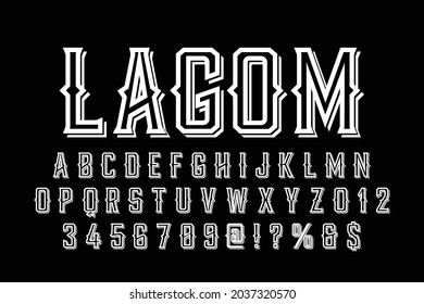 Tipo de letra alfabeto, tipo de diseño vectorial, estilo blanco y negro