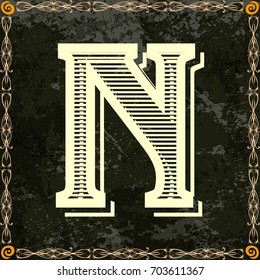 alphabet font typeface vintage and monogram  floral lettering label design named n