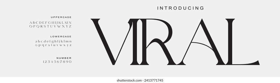 Alphabet-Schriftart. Typografie dekorative elegante Schrift für Logo. für Design-Vektorgrafik. Stockbild
