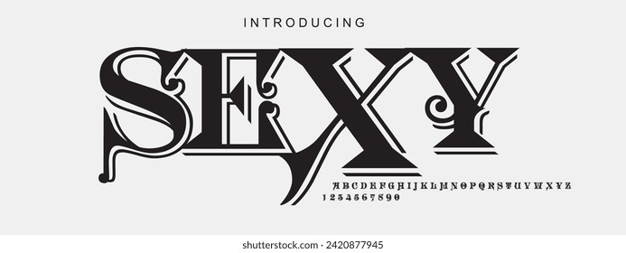 Alphabet font. Typography decorative elegant  lettering for logo. vector illustration. stock image.allFont