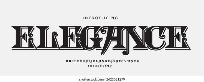 Alphabet font. Typography decorative elegant  lettering for logo. vector illustration. stock image.