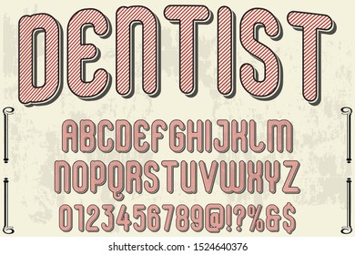 Alphabet Font. Typography style 3D urban digital, typeface  logo design. vector illustration dentist
