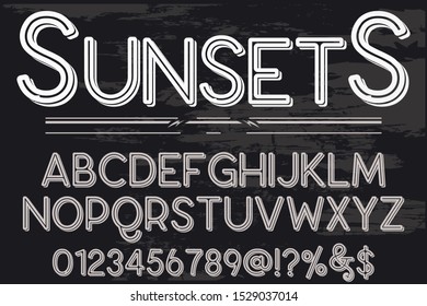 Alphabet Font. Typography style 3D urban digital, typeface  logo design. vector illustration sunsets