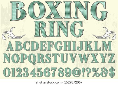 Alphabet Font. Typography style 3D urban digital, typeface  logo design. vector illustration boxing ring