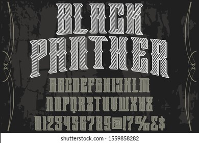 Alphabet Font. Typography style 3D urban digital, typeface logo design. vector illustration black panther